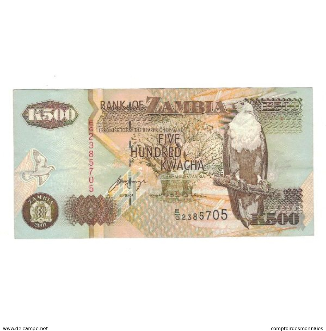 Billet, Zambie, 500 Kwacha, 2001, KM:39c, TTB+ - Zambie