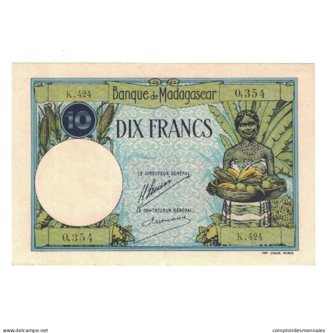 Billet, Madagascar, 10 Francs, KM:36, SPL - Madagascar