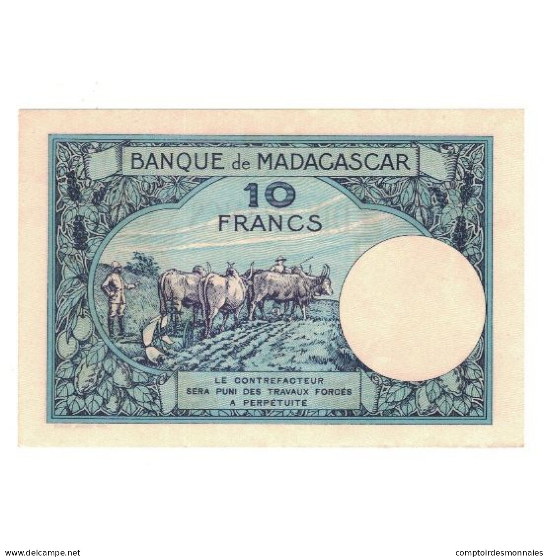 Billet, Madagascar, 10 Francs, KM:36, SPL - Madagascar