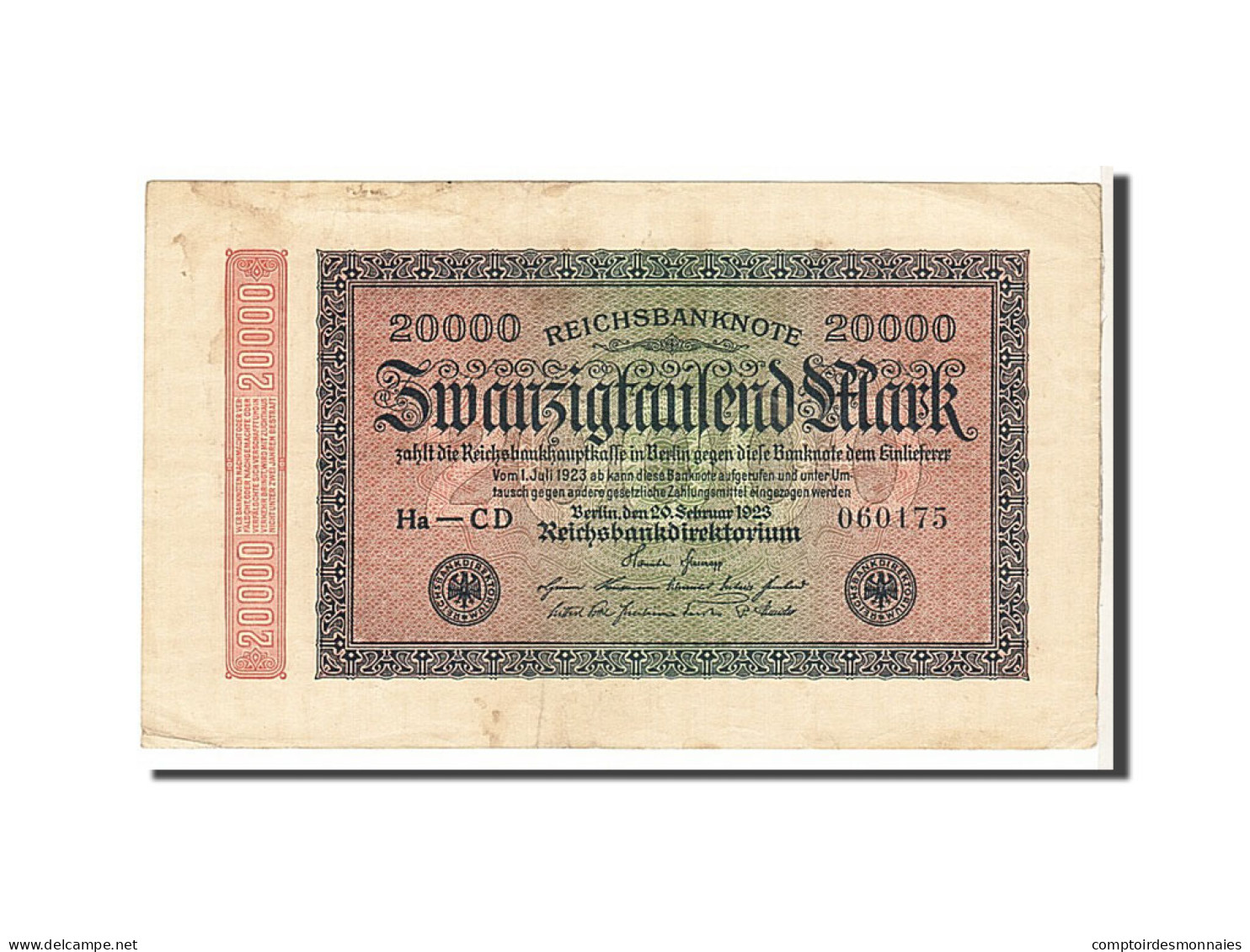 Billet, Allemagne, 20,000 Mark, 1923, KM:85c, TTB - 20.000 Mark