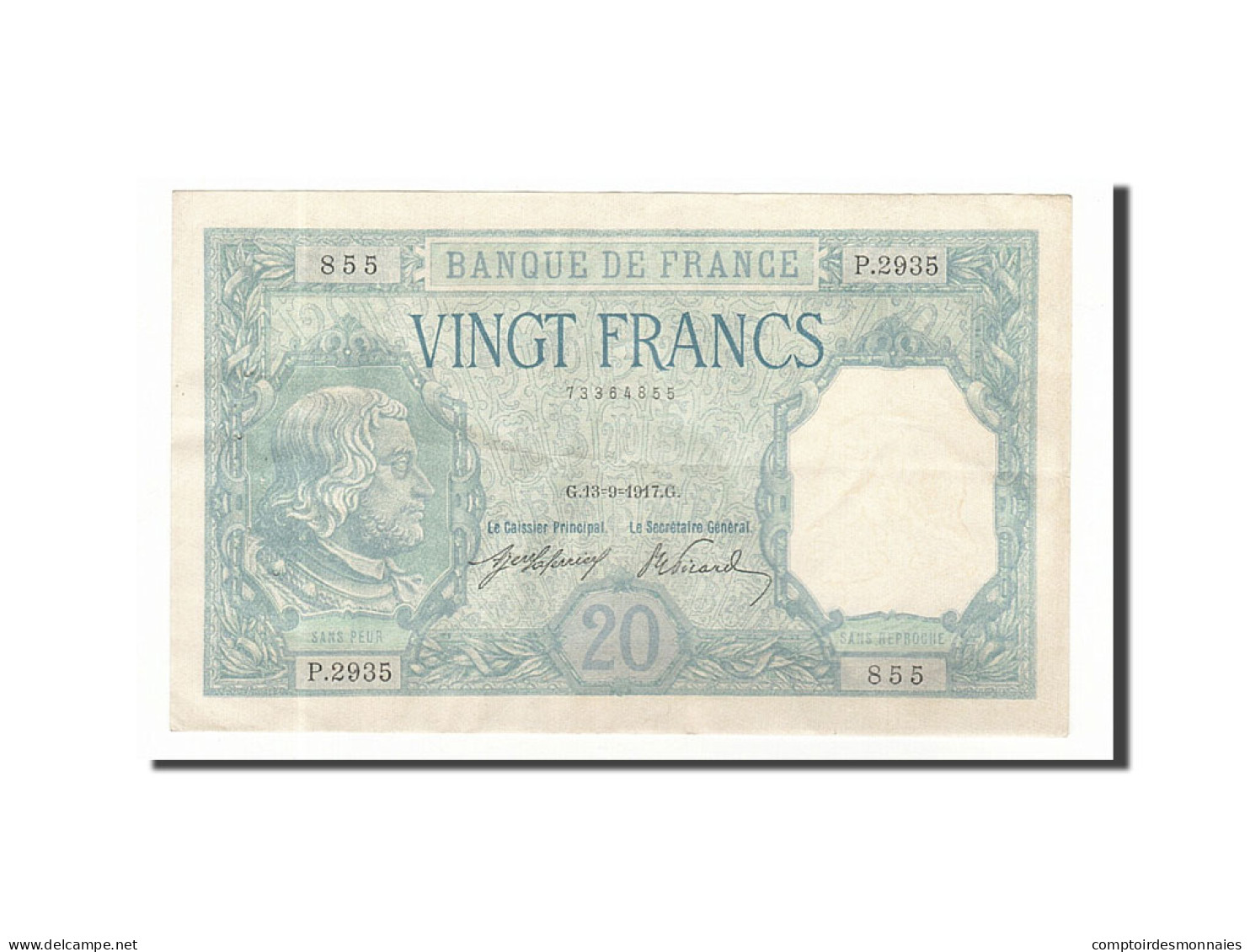 Billet, France, 20 Francs, 20 F 1916-1919 ''Bayard'', 1917, 1917-09-13, SUP - 20 F 1916-1919 ''Bayard''