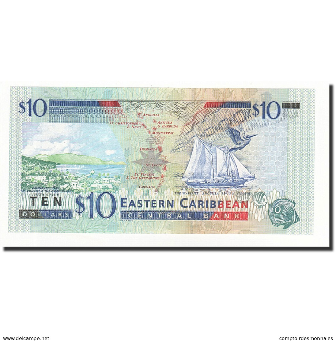 Billet, Etats Des Caraibes Orientales, 10 Dollars, Undated (2000), KM:38v, NEUF - Oostelijke Caraïben