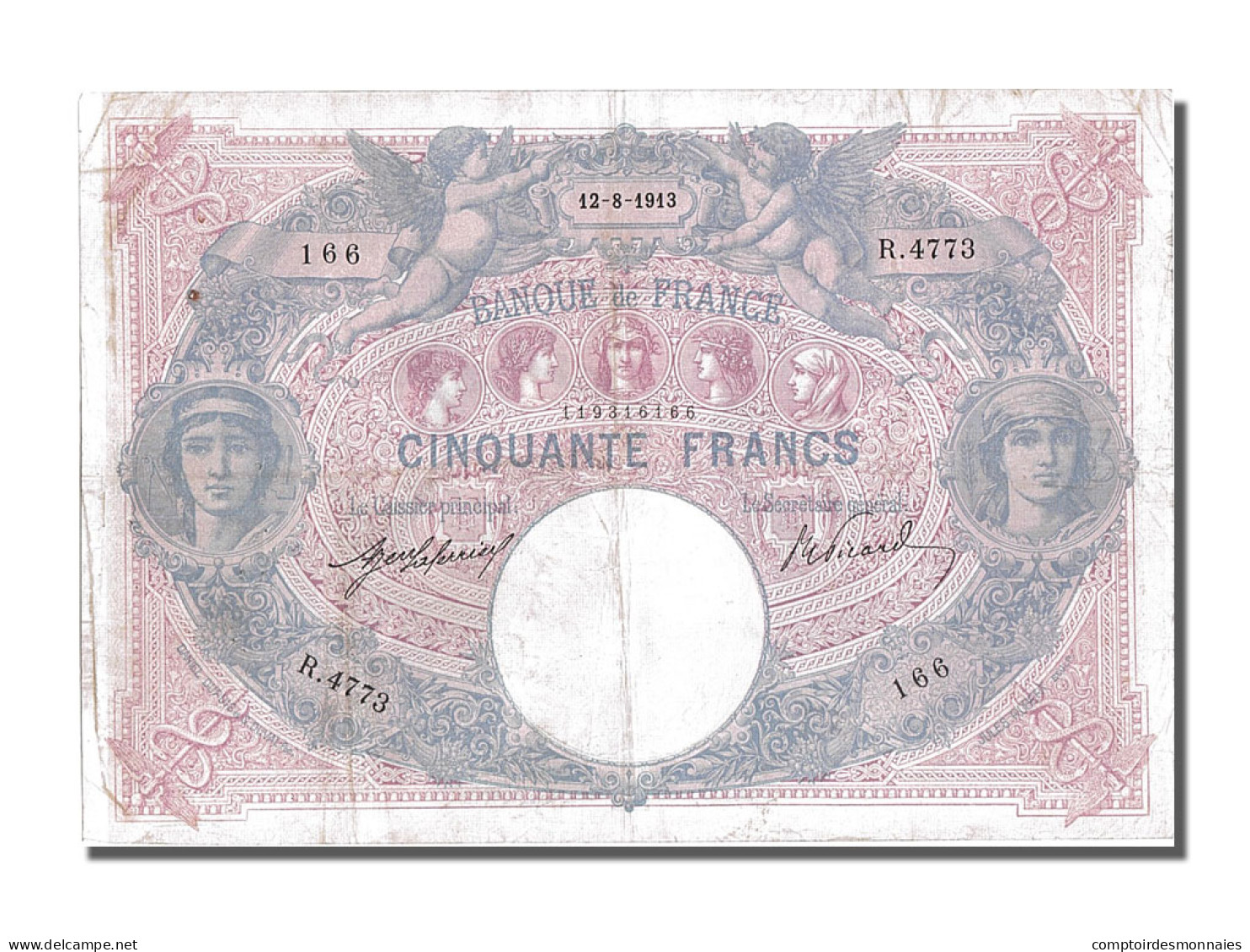 Billet, France, 50 Francs, 50 F 1889-1927 ''Bleu Et Rose'', 1913, 1913-08-12 - 50 F 1889-1927 ''Bleu Et Rose''