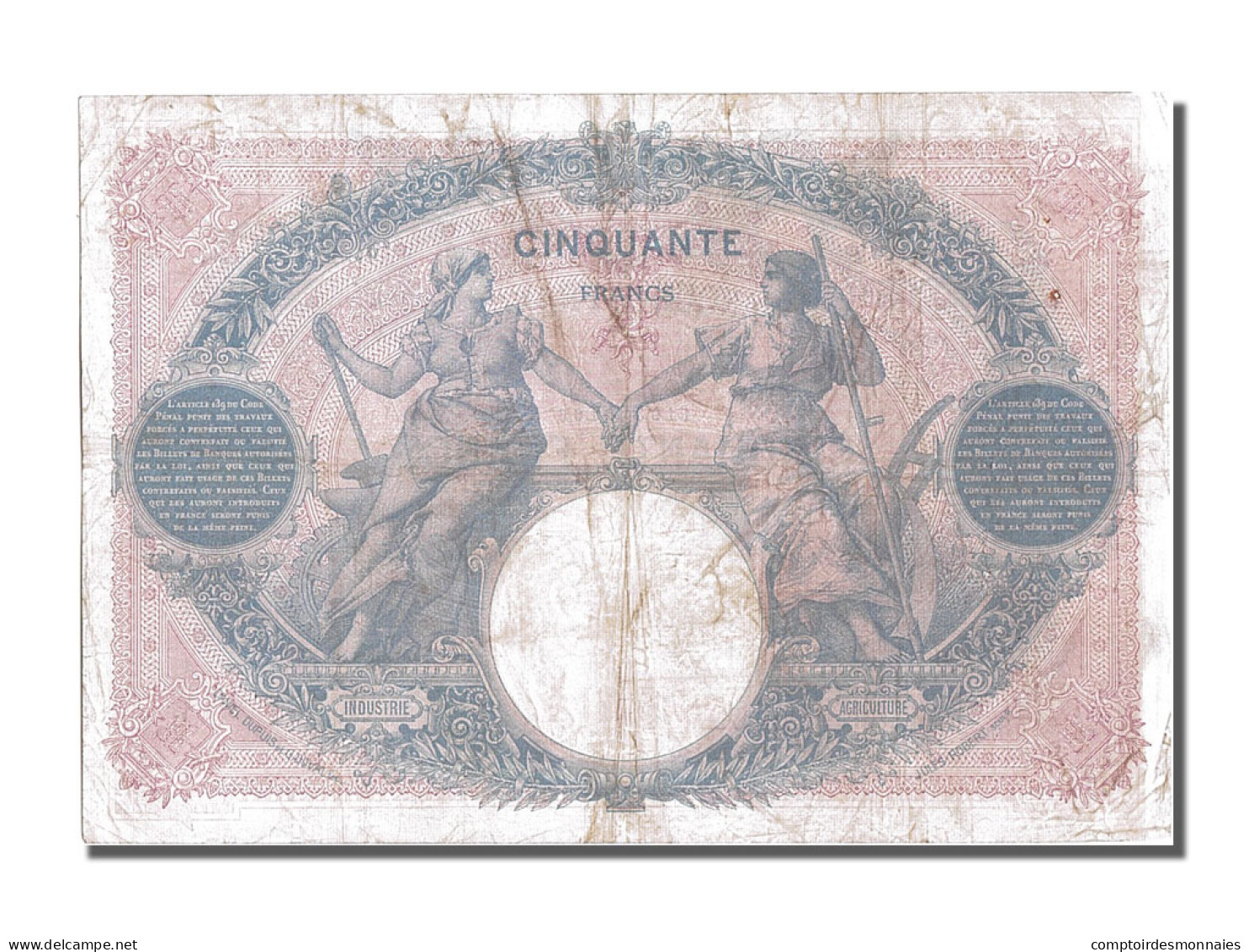 Billet, France, 50 Francs, 50 F 1889-1927 ''Bleu Et Rose'', 1913, 1913-08-12 - 50 F 1889-1927 ''Bleu Et Rose''