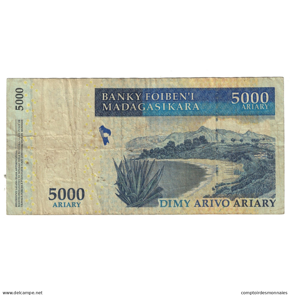 Billet, Madagascar, 5000 Ariary, KM:84, TB - Madagascar