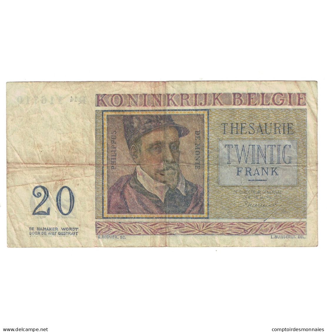 Billet, Belgique, 20 Francs, 1956, 1956-04-03, KM:132b, TB - 20 Francs