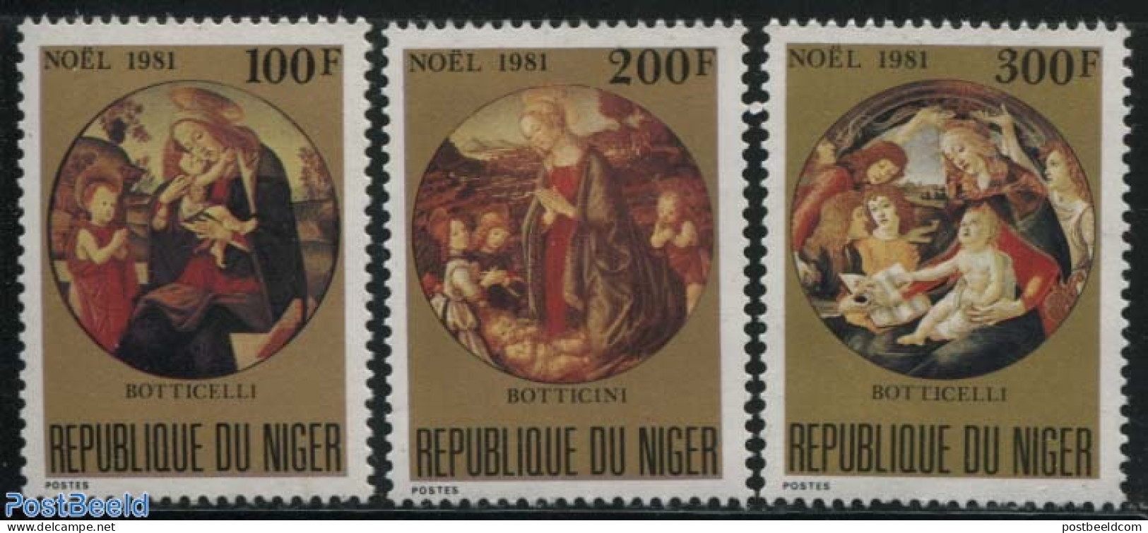 Niger 1981 Christmas 3v, Mint NH, Religion - Christmas - Art - Paintings - Weihnachten