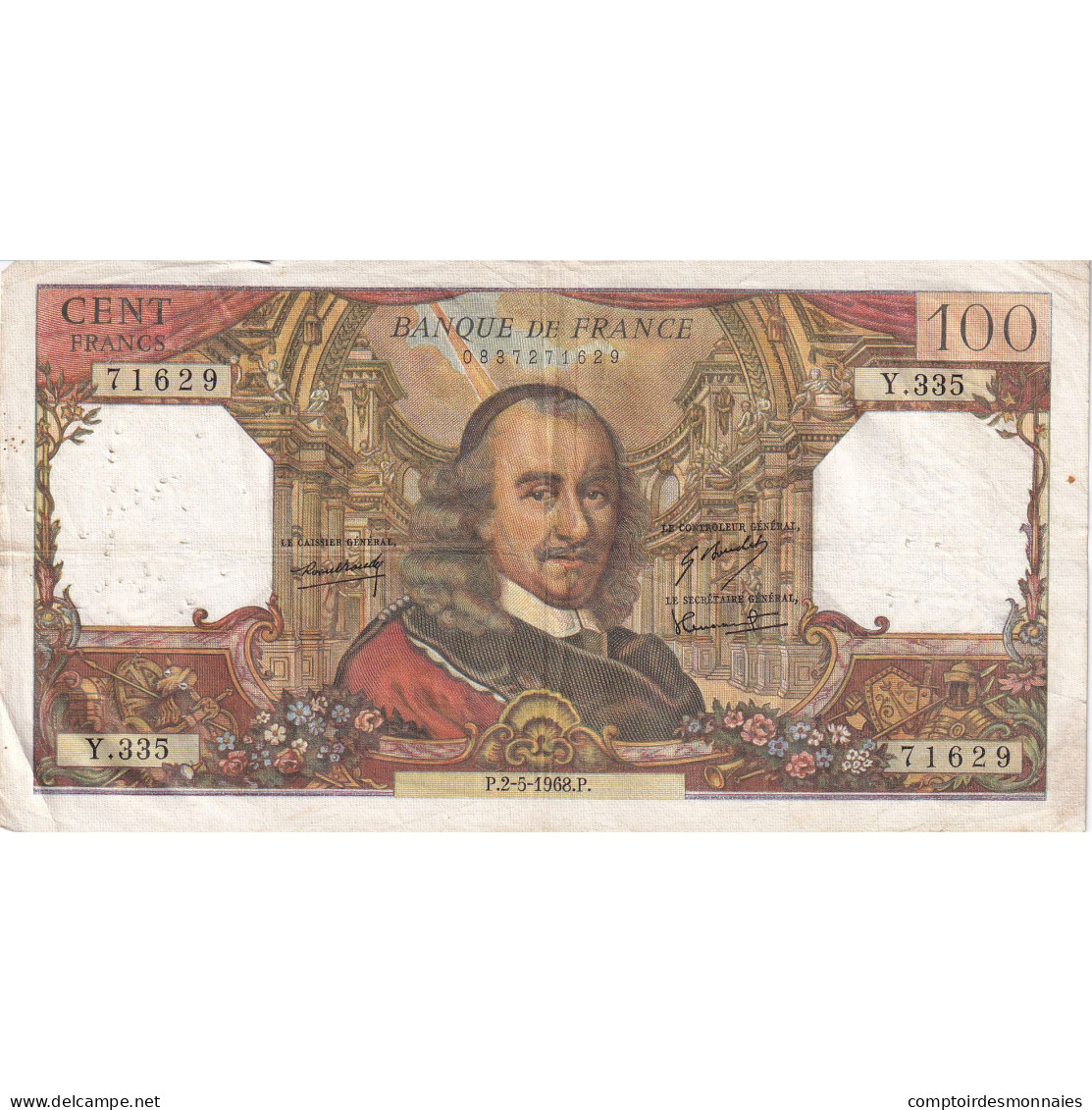 France, 100 Francs, Corneille, 1968, Y.335, TTB, Fayette:65.22, KM:149c - 100 F 1964-1979 ''Corneille''