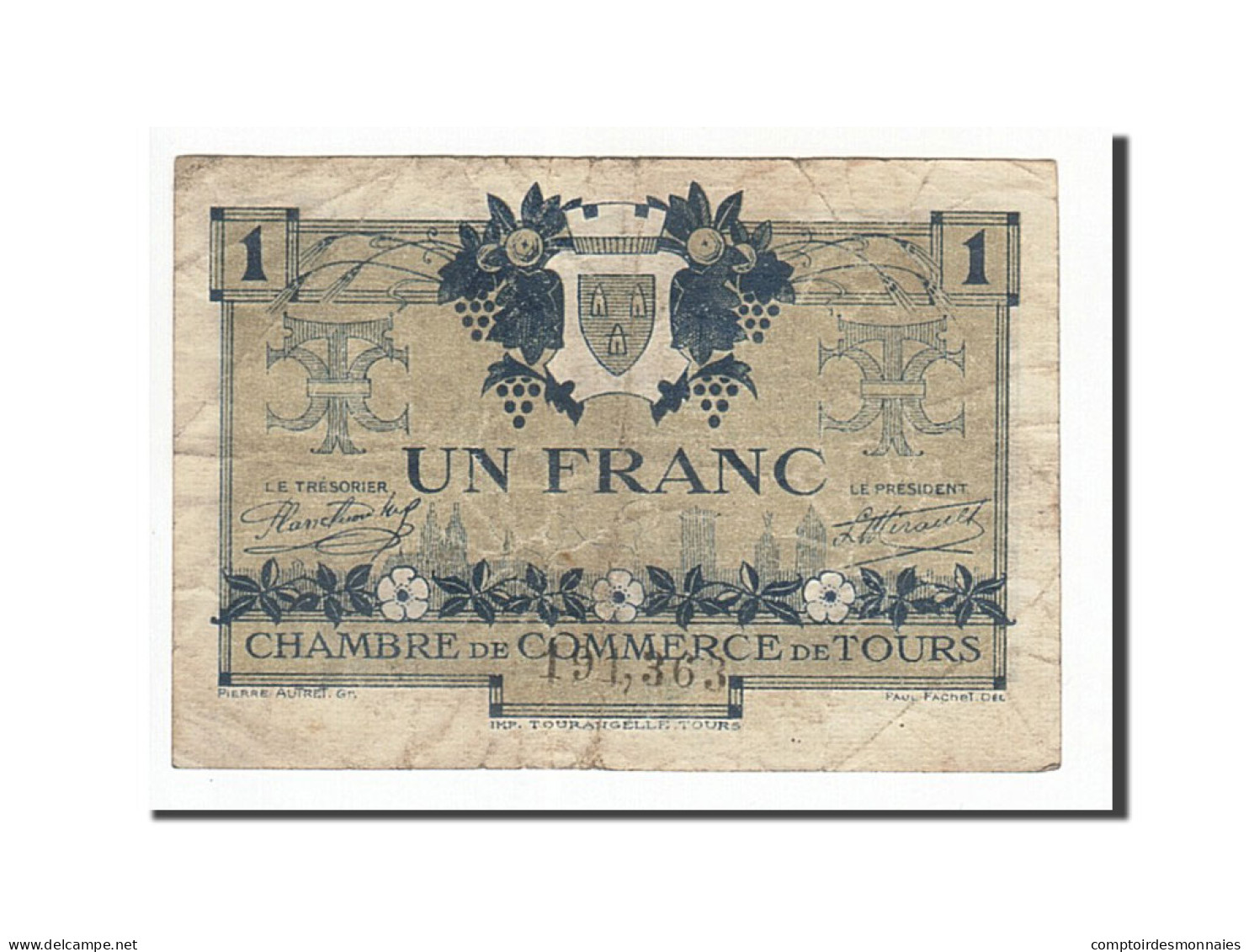 Billet, France, Tours, 1 Franc, 1920, TB+, Pirot:123-4 - Chambre De Commerce