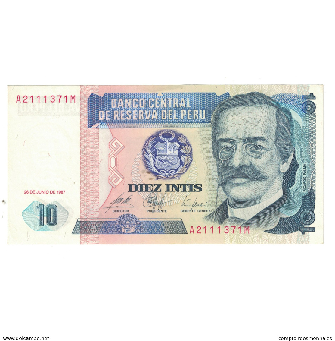 Billet, Pérou, 10 Intis, 1987, 1987-06-26, KM:129, SUP - Peru