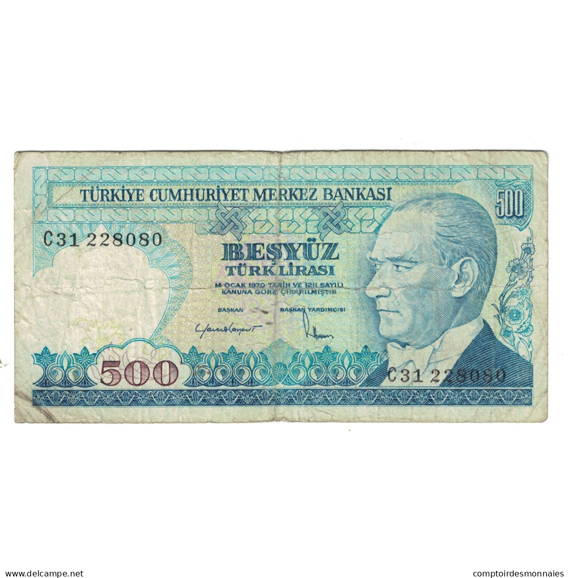 Billet, Turquie, 500 Lira, KM:195, B - Turkey