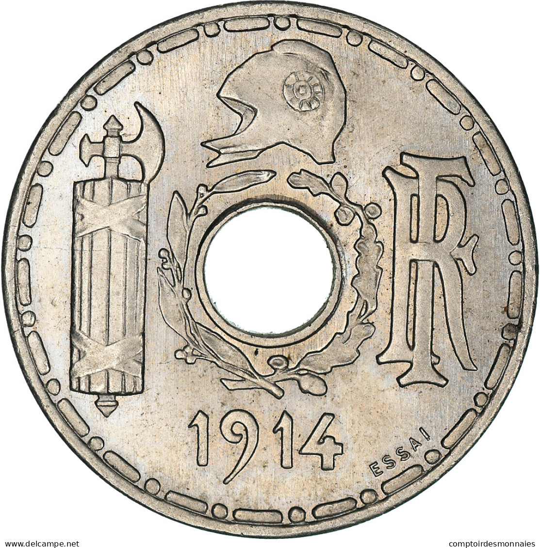 Monnaie, France, Essai De Becker, Grand Module, 25 Centimes, 1914, SUP+, Nickel - Essays & Proofs