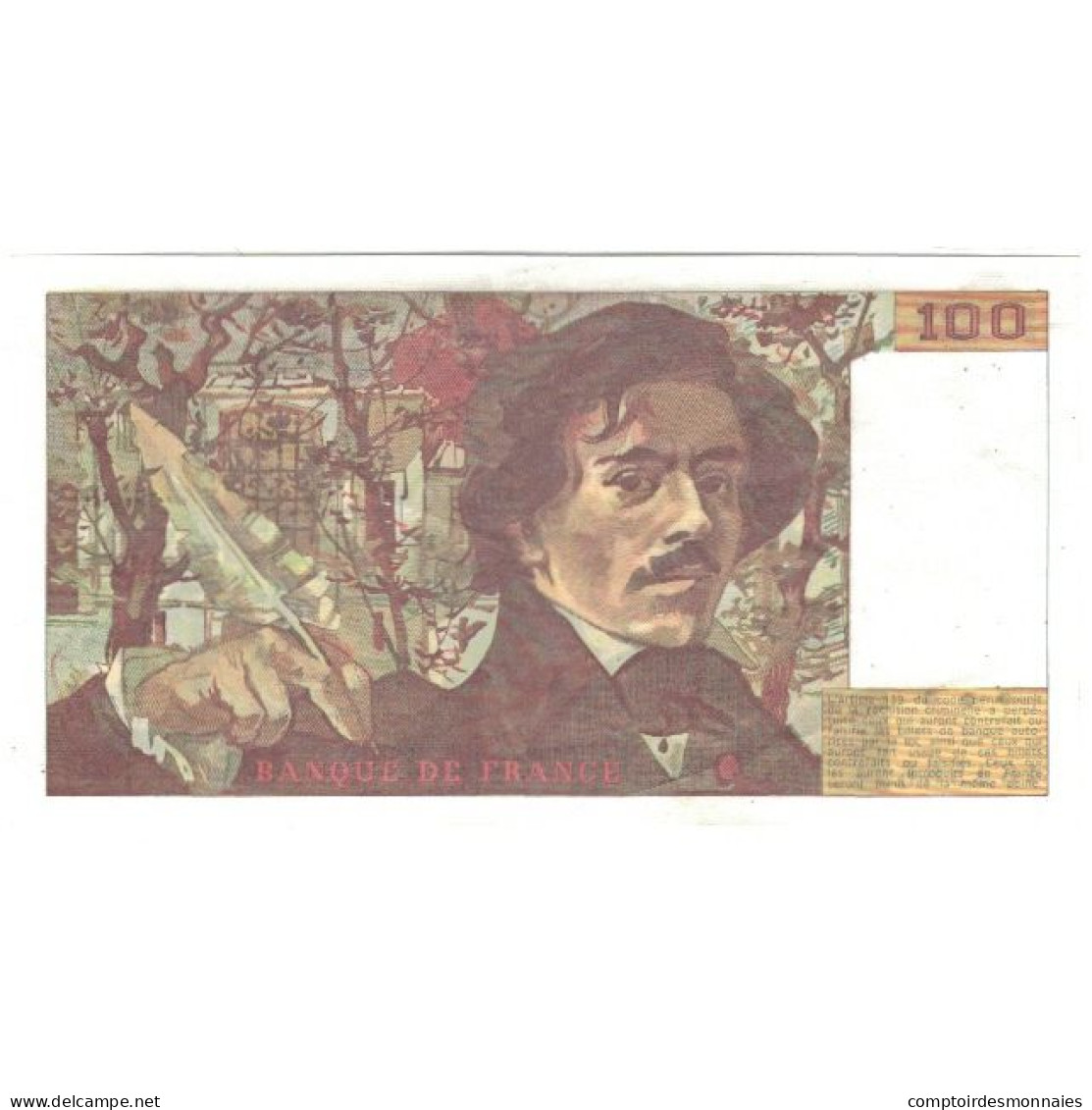 France, 100 Francs, 1989, SUP, Fayette:69.13b, KM:154d - 100 F 1978-1995 ''Delacroix''