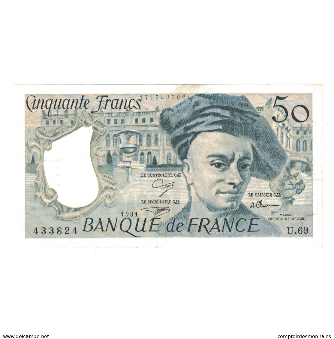 France, 50 Francs, Quentin De La Tour, 1991, U.69 433824, TTB, Fayette:67.17 - 50 F 1976-1992 ''Quentin De La Tour''