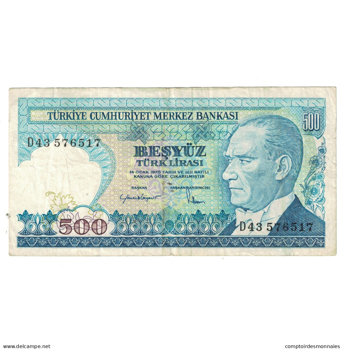 Billet, Turquie, 500 Lira, KM:195, TTB - Türkei