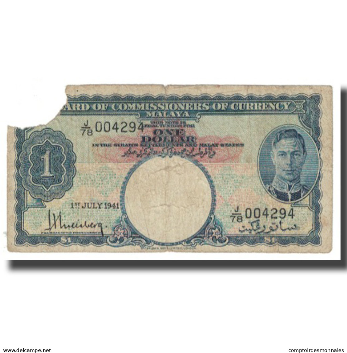 Billet, MALAYA, 1 Dollar, 1941, 1941-07-01, KM:11, B+ - Malaysia