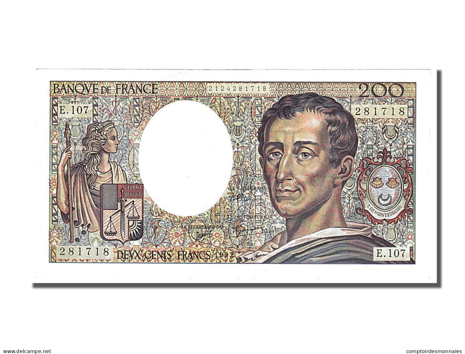 Billet, France, 200 Francs, 200 F 1981-1994 ''Montesquieu'', 1992, TTB+ - 200 F 1981-1994 ''Montesquieu''