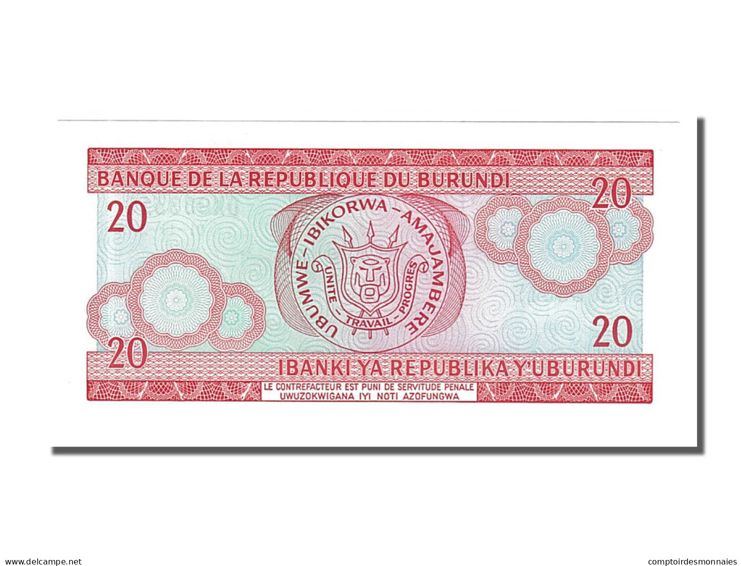 Billet, Burundi, 20 Francs, 2007, 2007-11-01, NEUF - Burundi