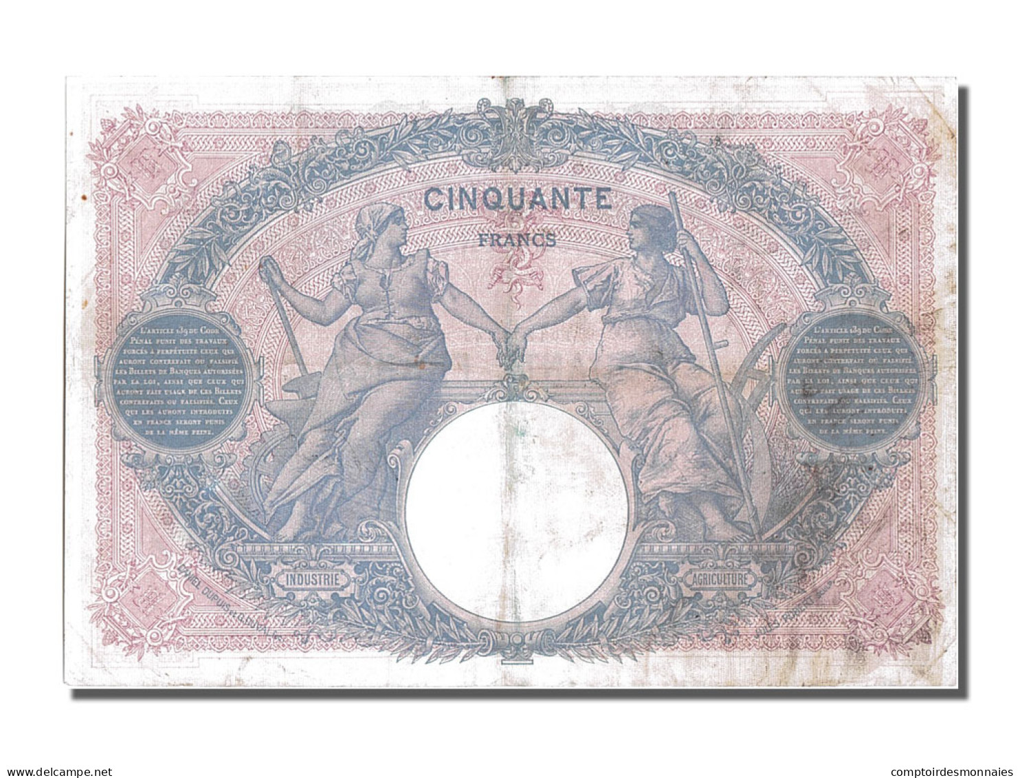 Billet, France, 50 Francs, 50 F 1889-1927 ''Bleu Et Rose'', 1911, 1911-08-02 - 50 F 1889-1927 ''Bleu Et Rose''