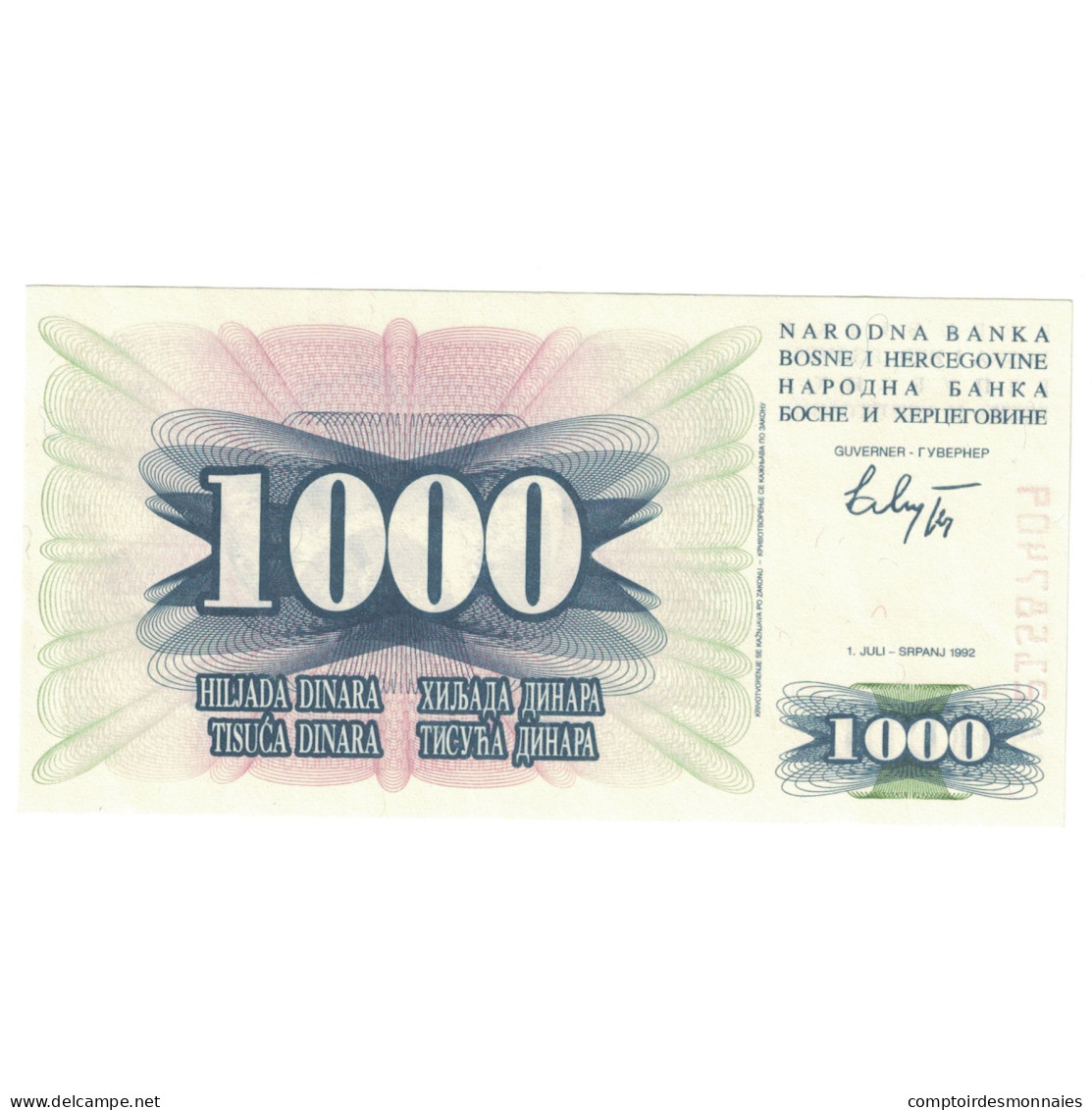 Billet, Bosnia - Herzegovina, 1000 Dinara, 1992-07-01, KM:15a, NEUF - Bosnie-Herzegovine