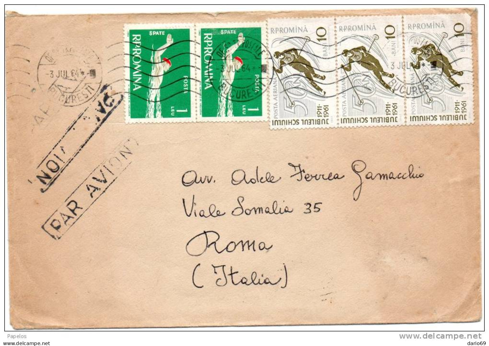 1964  LETTERA  CON ANNLLO BUCAREST - Storia Postale