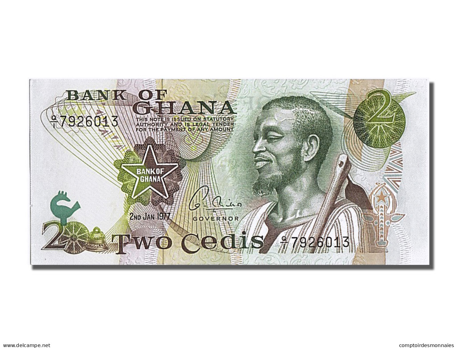 Billet, Ghana, 2 Cedis, 1977, 1977-01-02, NEUF - Ghana