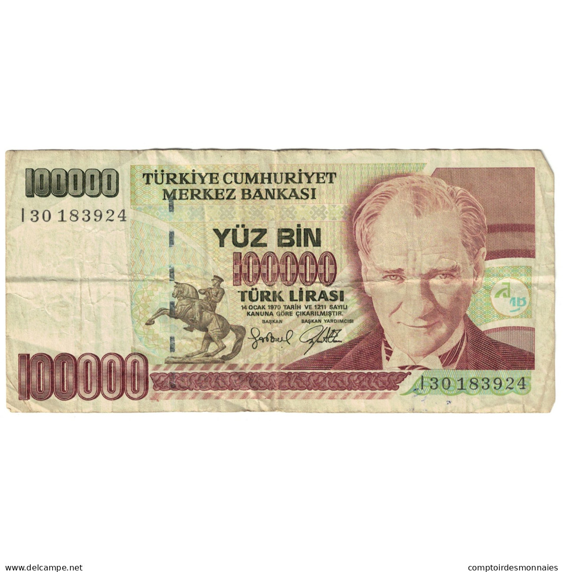 Billet, Turquie, 100,000 Lira, 1997, KM:206, TTB - Türkei