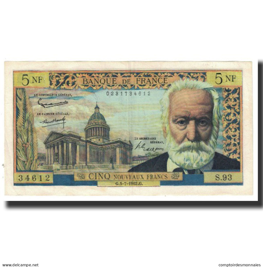 France, 5 Nouveaux Francs, Victor Hugo, 1962, G.Gouin - 5 NF 1959-1965 ''Victor Hugo''