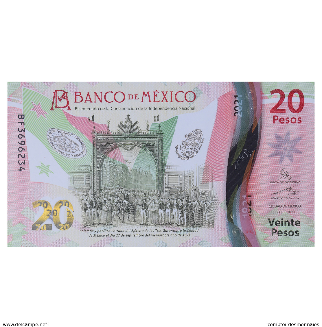 Billet, Mexique, 20 Pesos, 2021, 2021-10-05, NEUF - Mexique