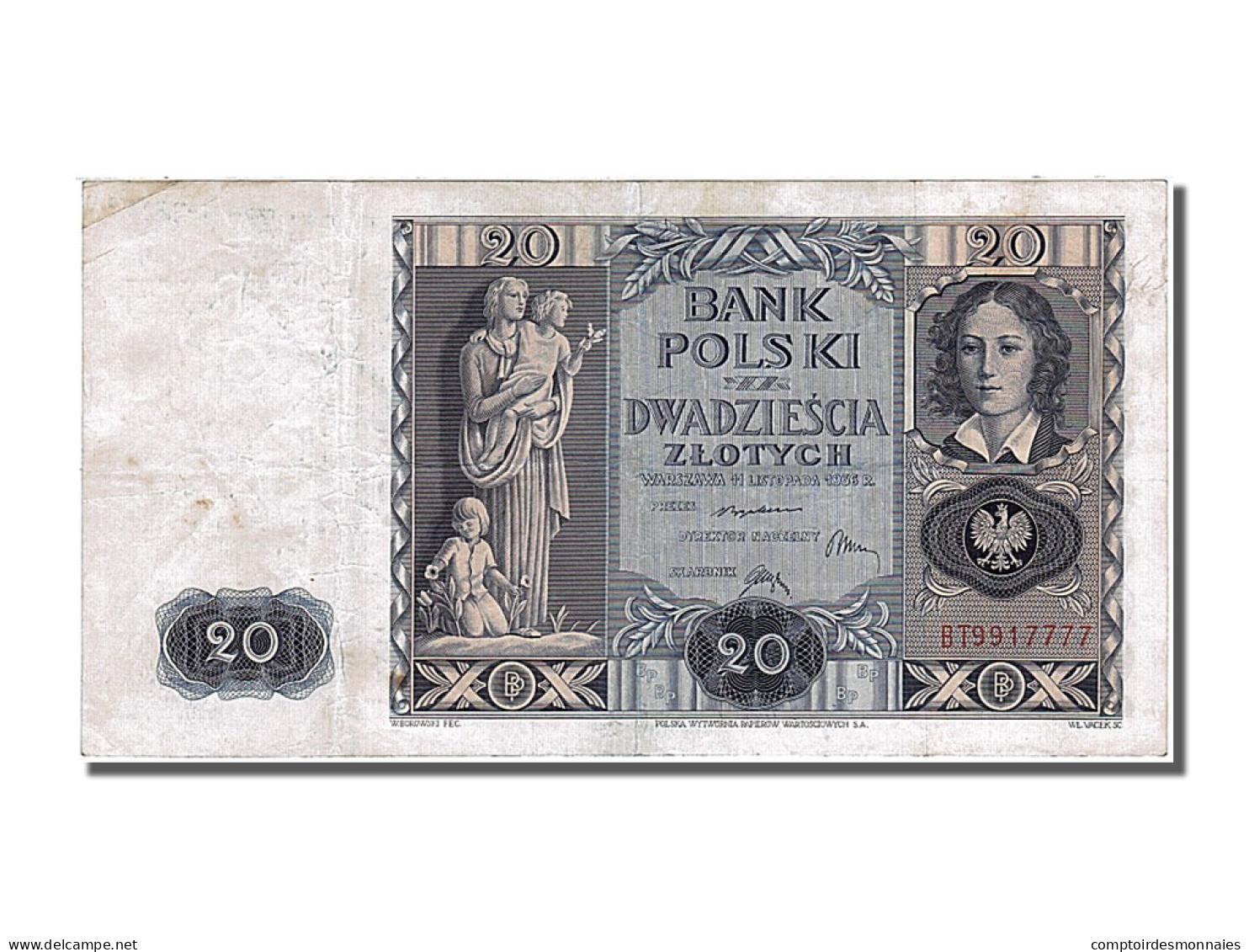 Billet, Pologne, 20 Zlotych, 1936, 1936-11-11, TTB - Pologne