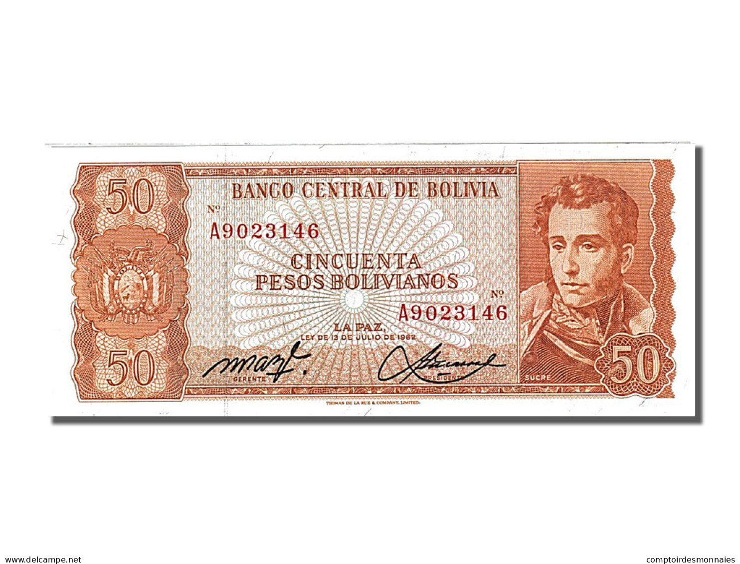 Billet, Bolivie, 50 Pesos Bolivianos, 1962, 1962-07-13, NEUF - Bolivië