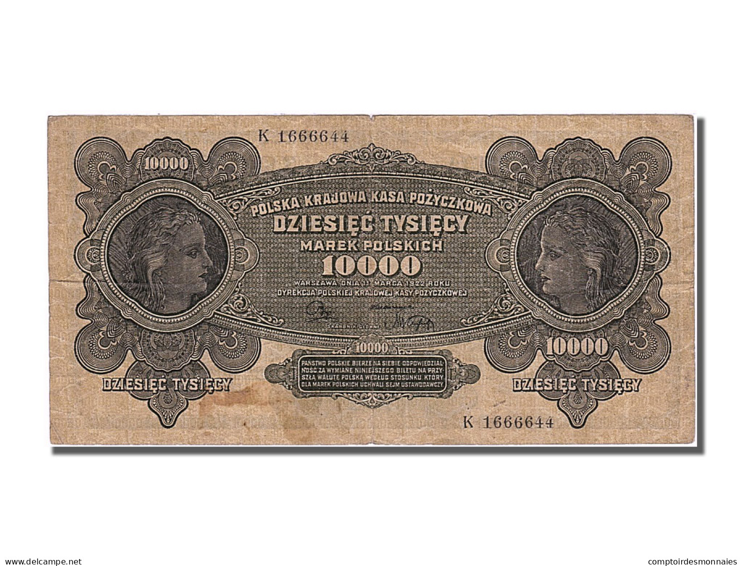 Billet, Pologne, 10,000 Marek, 1922, 1922-03-11, TTB - Polonia