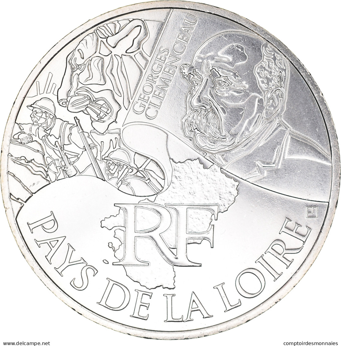 France, 10 Euro, Pays De La Loire, 2012, Paris, FDC, Argent, KM:1881 - Francia