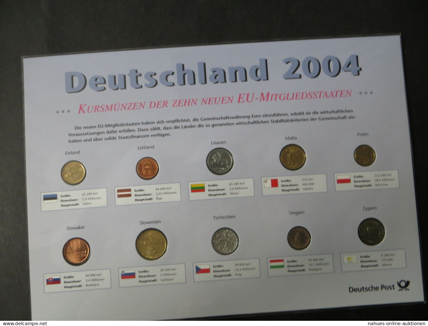Münzen DEUTSCHLAND 2004 KURSMÜNZEN DER NEUEN EU MITGLIEDSSTAATEN STEMPELGLANZ - Collections
