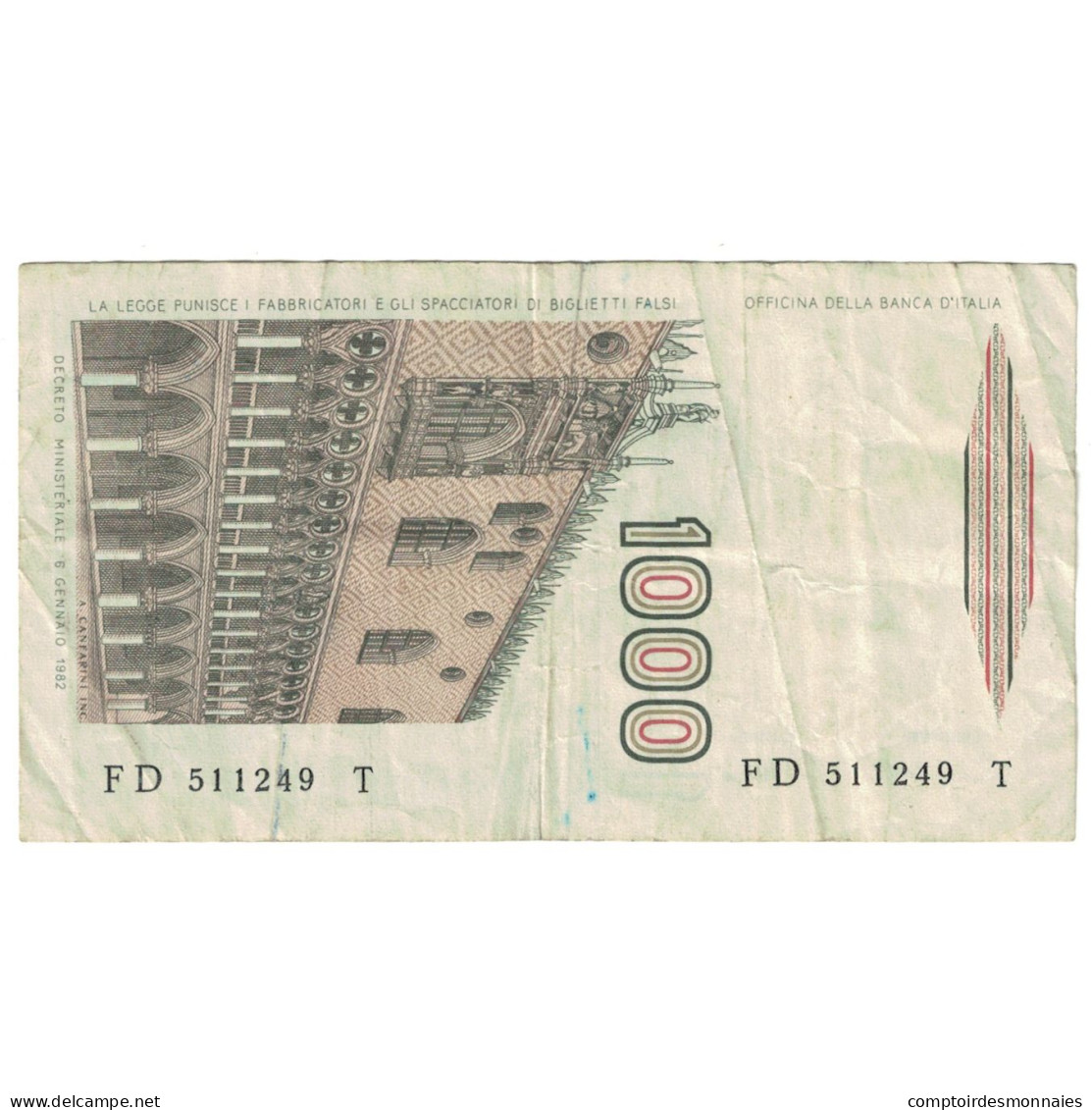 Billet, Italie, 1000 Lire, D.1982, KM:109b, B - 1.000 Lire