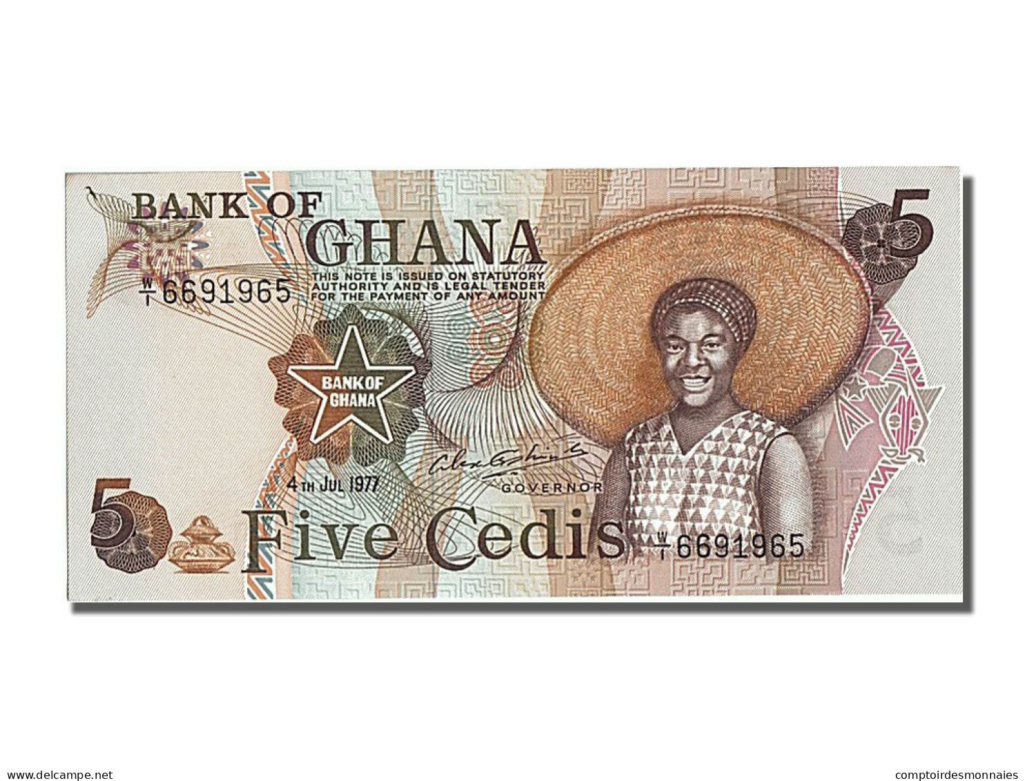 Billet, Ghana, 5 Cedis, 1977, 1977-07-04, NEUF - Ghana