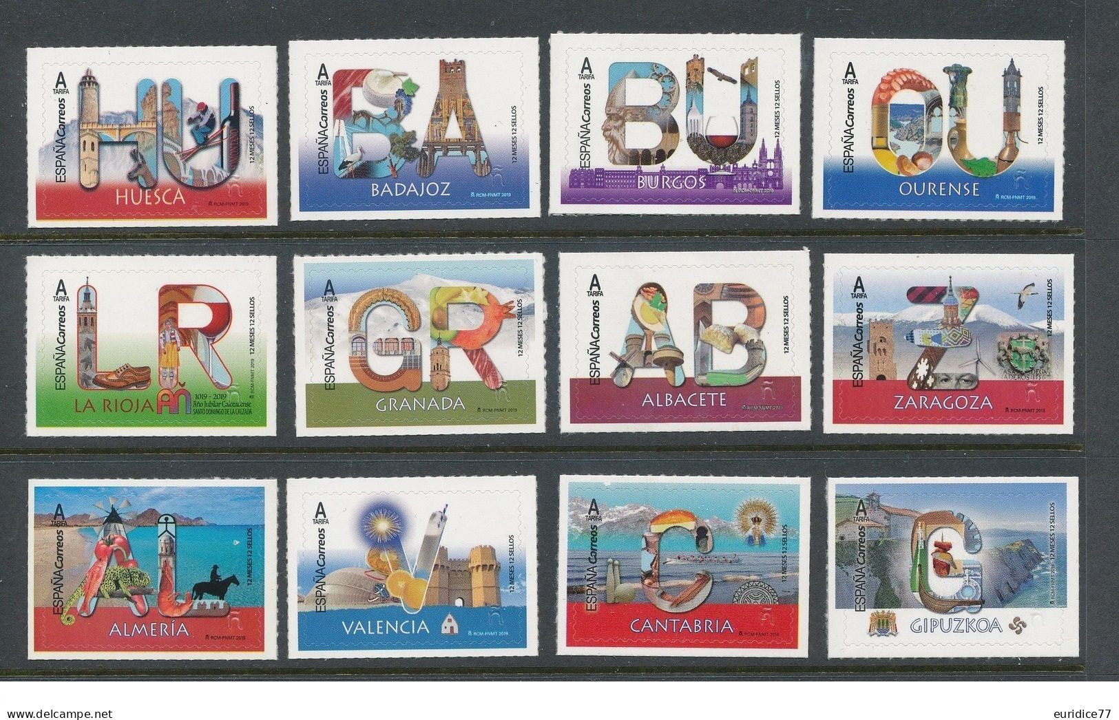 Spain 2019 - Edifil 5272-5283 12 Meses, 12 Sellos Stamp Set Mnh** - Monumentos