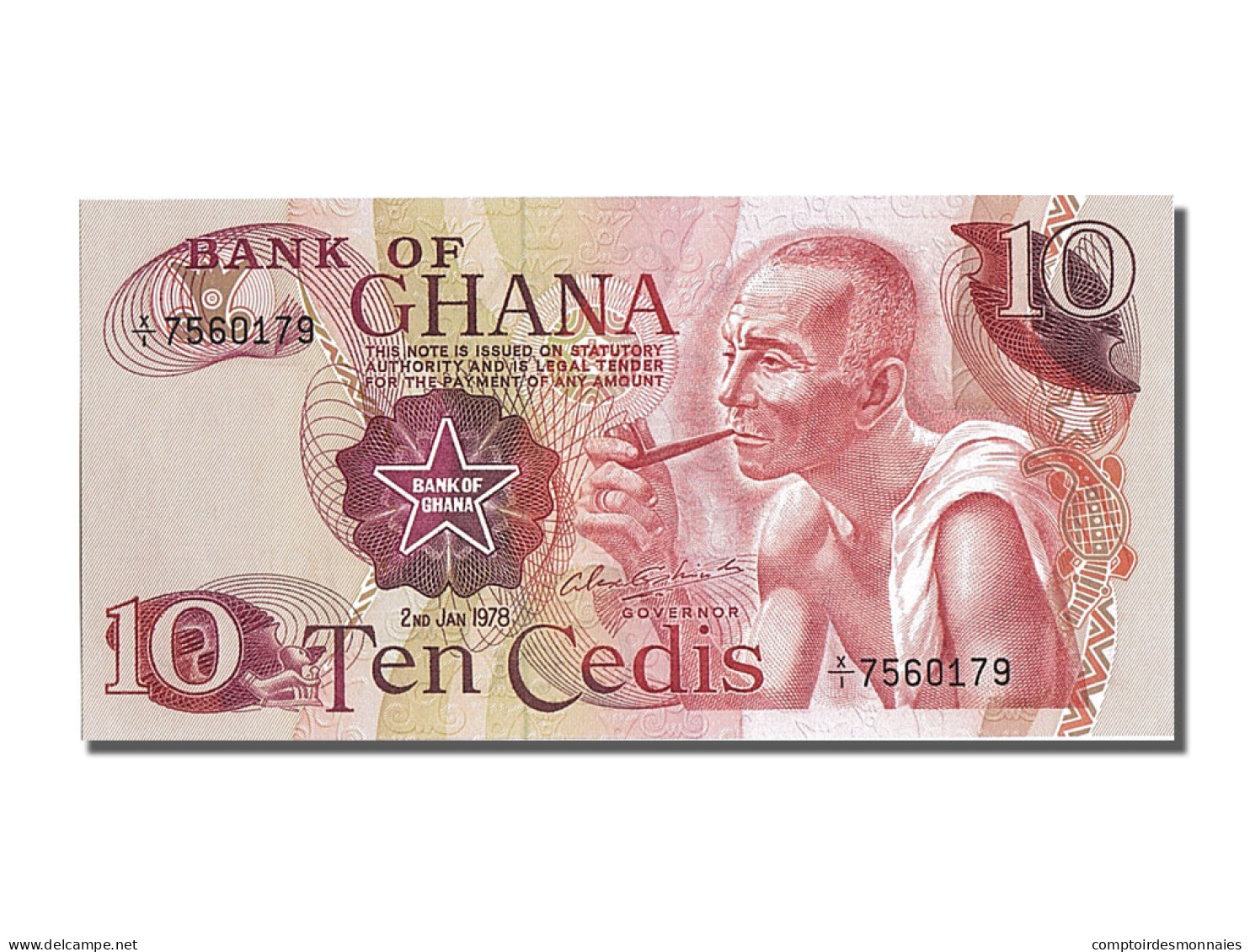 Billet, Ghana, 10 Cedis, 1978, 1978-01-02, NEUF - Ghana