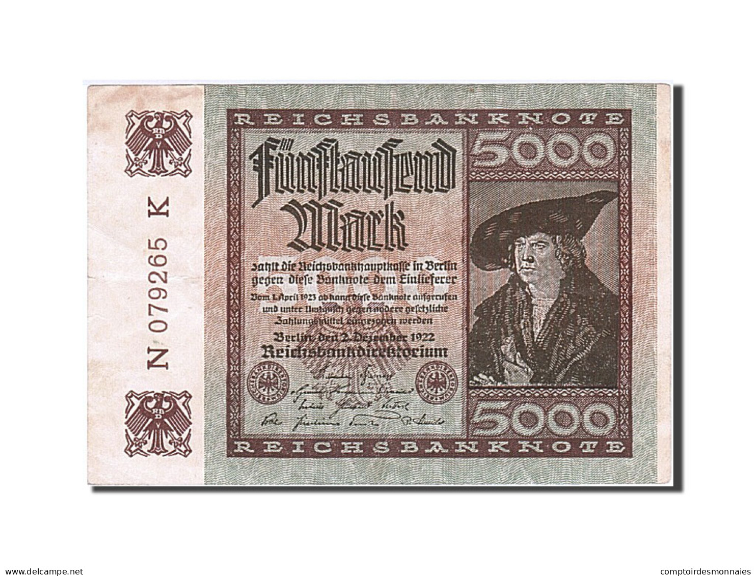 Billet, Allemagne, 5000 Mark, 1922, 1922-12-02, SUP - 5000 Mark