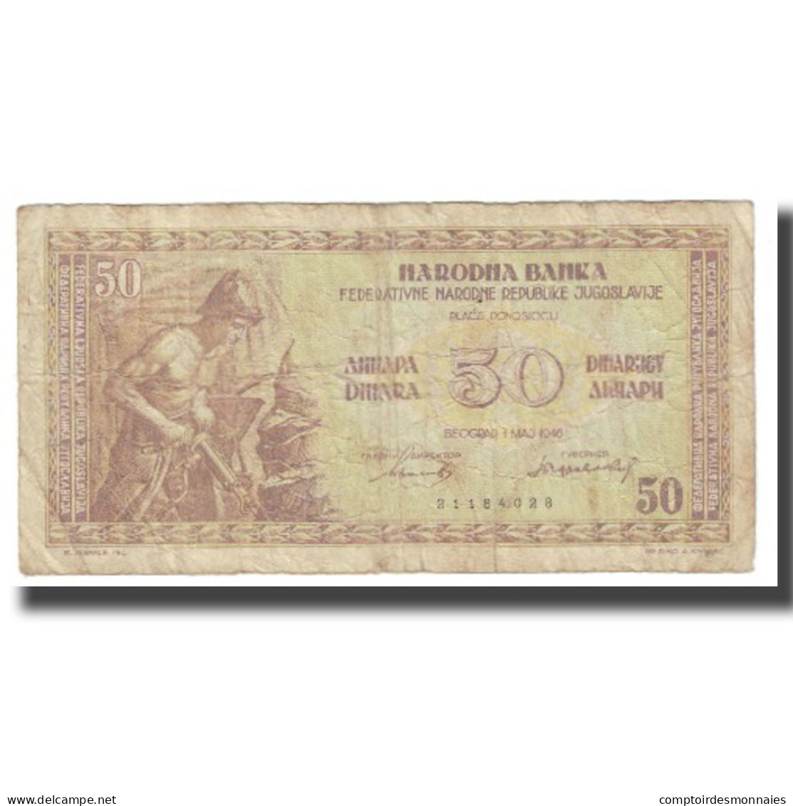 Billet, Yougoslavie, 50 Dinara, 1946, 1946-05-01, KM:64a, TB - Yougoslavie