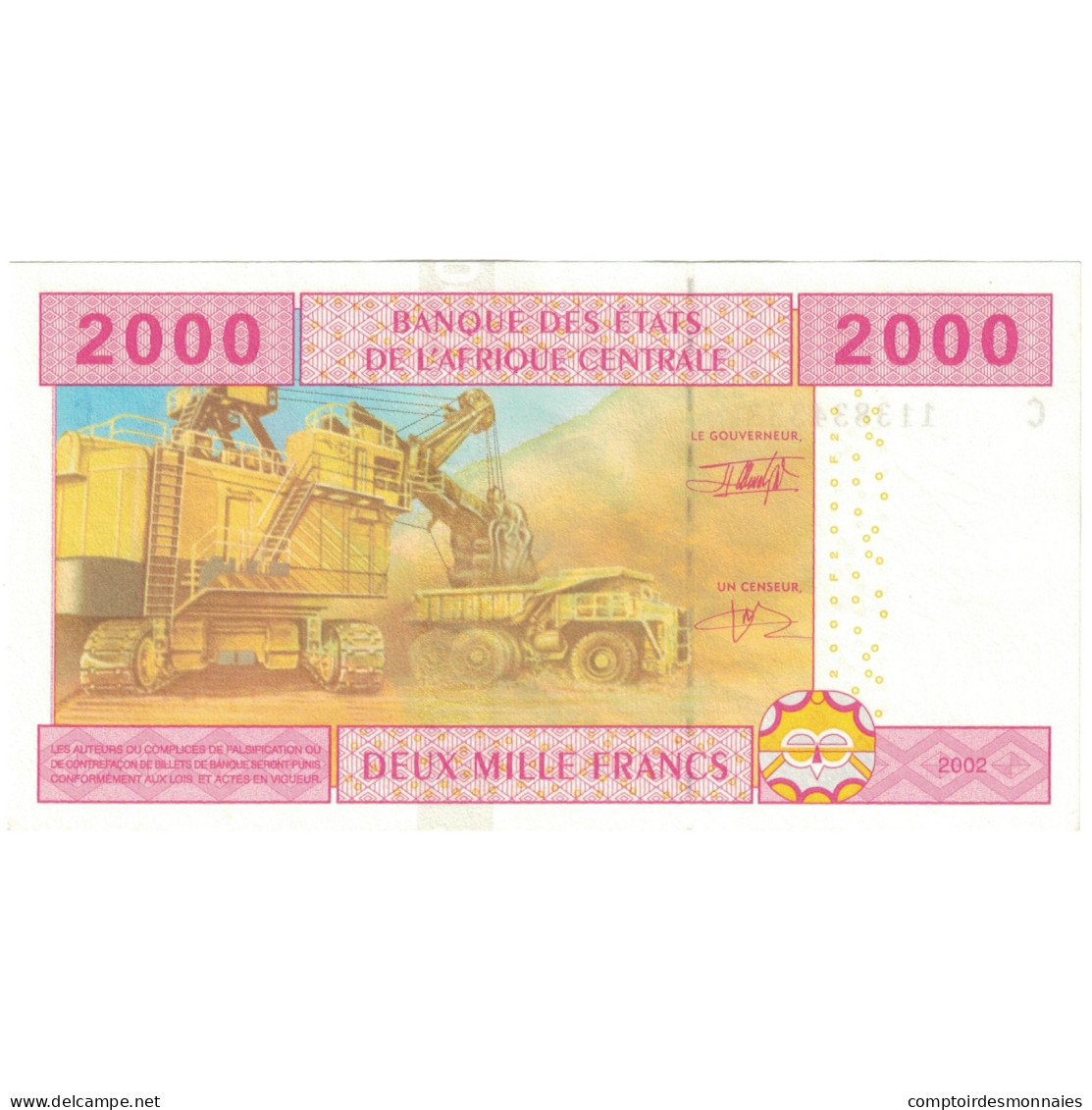 Billet, États De L'Afrique Centrale, 2000 Francs, 2002, KM:508F, NEUF - Aequatorial-Guinea
