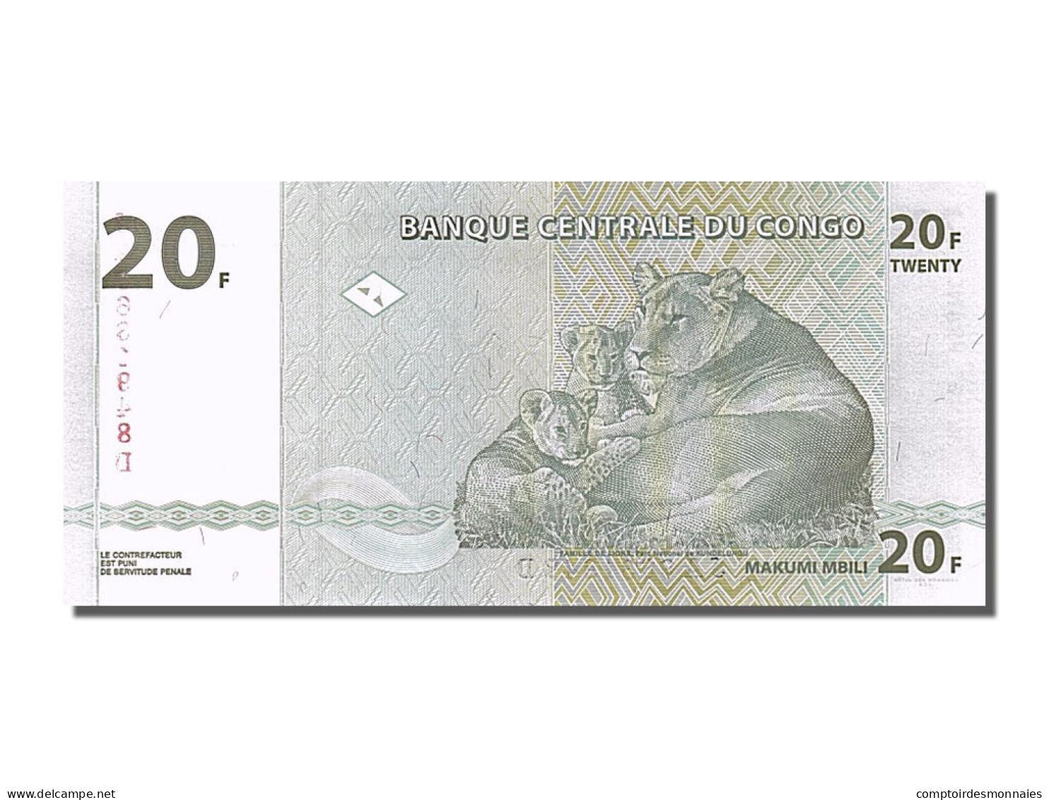 Billet, Congo Democratic Republic, 20 Francs, 2003, 2003-06-30, NEUF - République Démocratique Du Congo & Zaïre