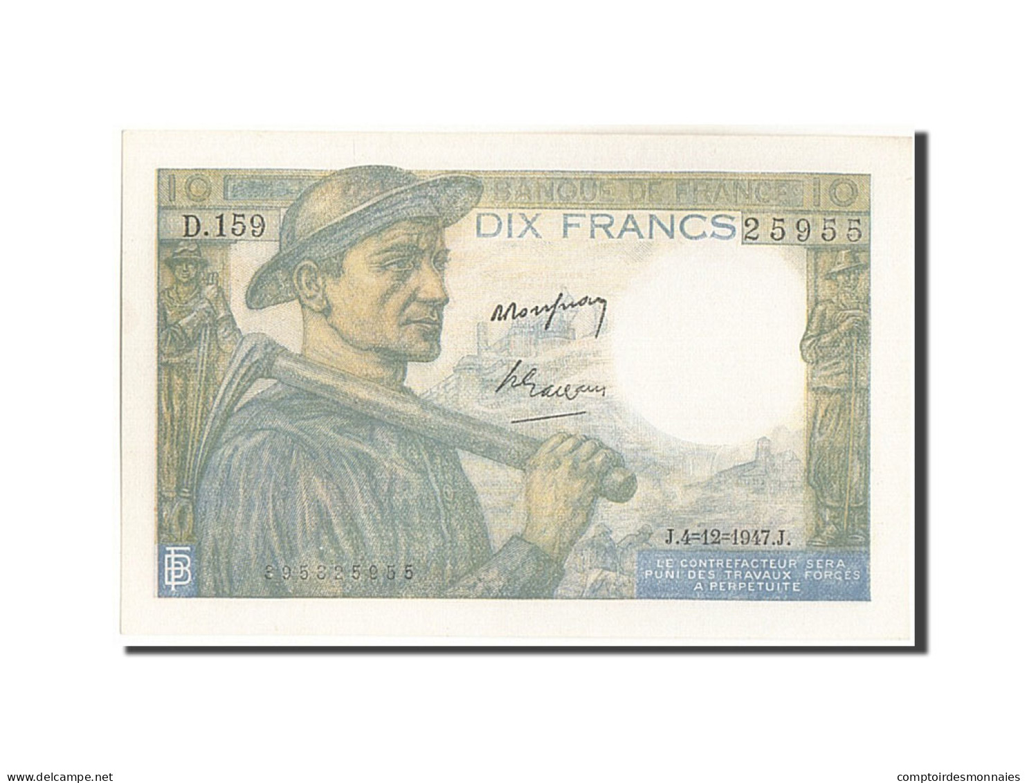 Billet, France, 10 Francs, 10 F 1941-1949 ''Mineur'', 1947, 1947-12-04, SPL - 10 F 1941-1949 ''Mineur''