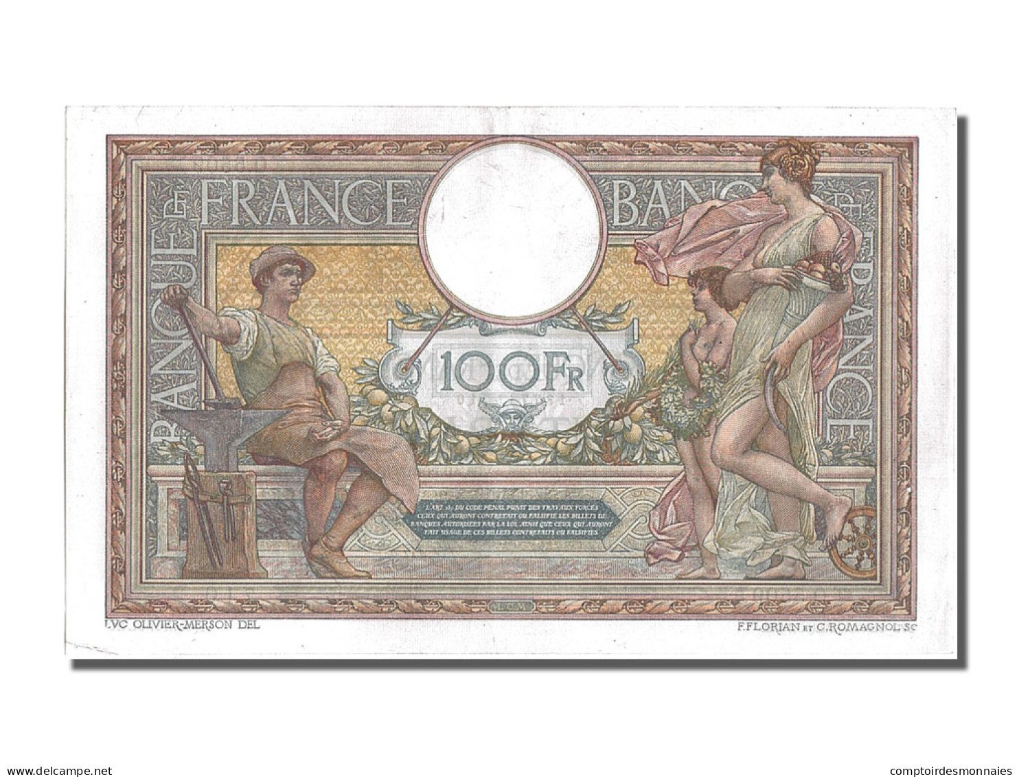 Billet, France, 100 Francs, 100 F 1908-1939 ''Luc Olivier Merson'', 1919 - 100 F 1908-1939 ''Luc Olivier Merson''