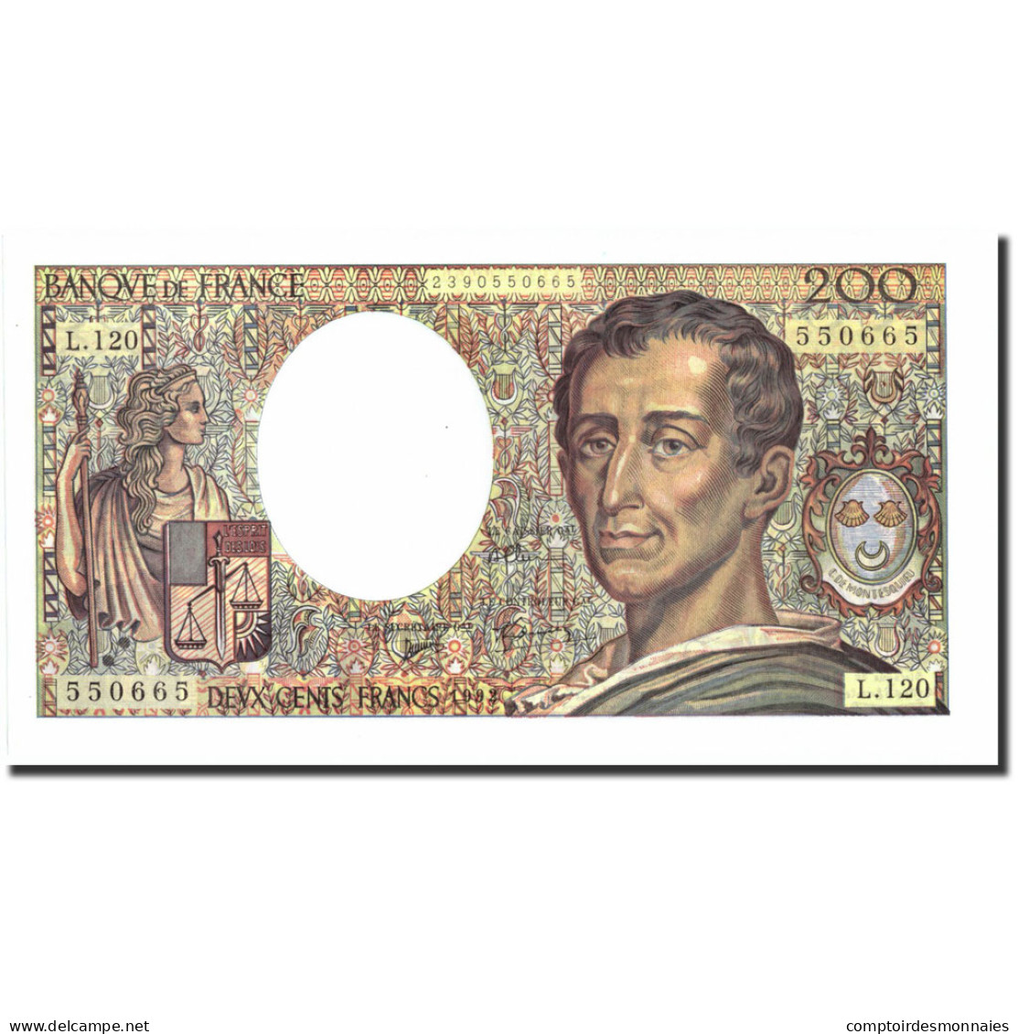 France, 200 Francs, 200 F 1981-1994 ''Montesquieu'', 1992, 1992, SPL+ - 200 F 1981-1994 ''Montesquieu''