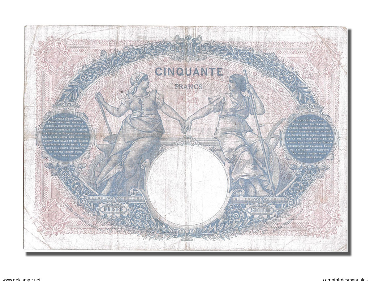 Billet, France, 50 Francs, 50 F 1889-1927 ''Bleu Et Rose'', 1923, TTB - 50 F 1889-1927 ''Bleu Et Rose''
