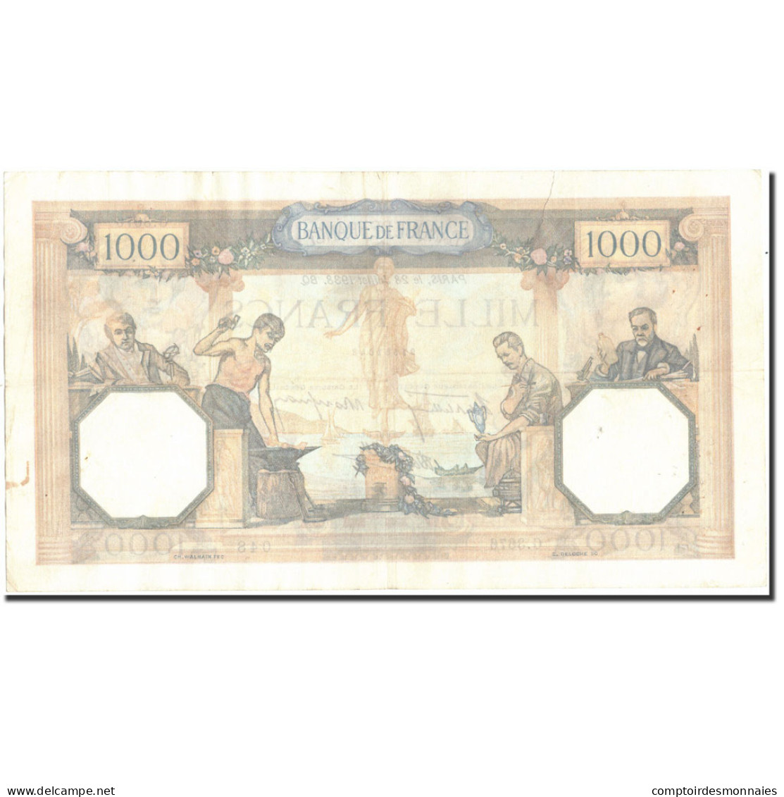 France, 1000 Francs, 1 000 F 1927-1940 ''Cérès Et Mercure'', 1938, 1938-07-28 - 1 000 F 1927-1940 ''Cérès Et Mercure''