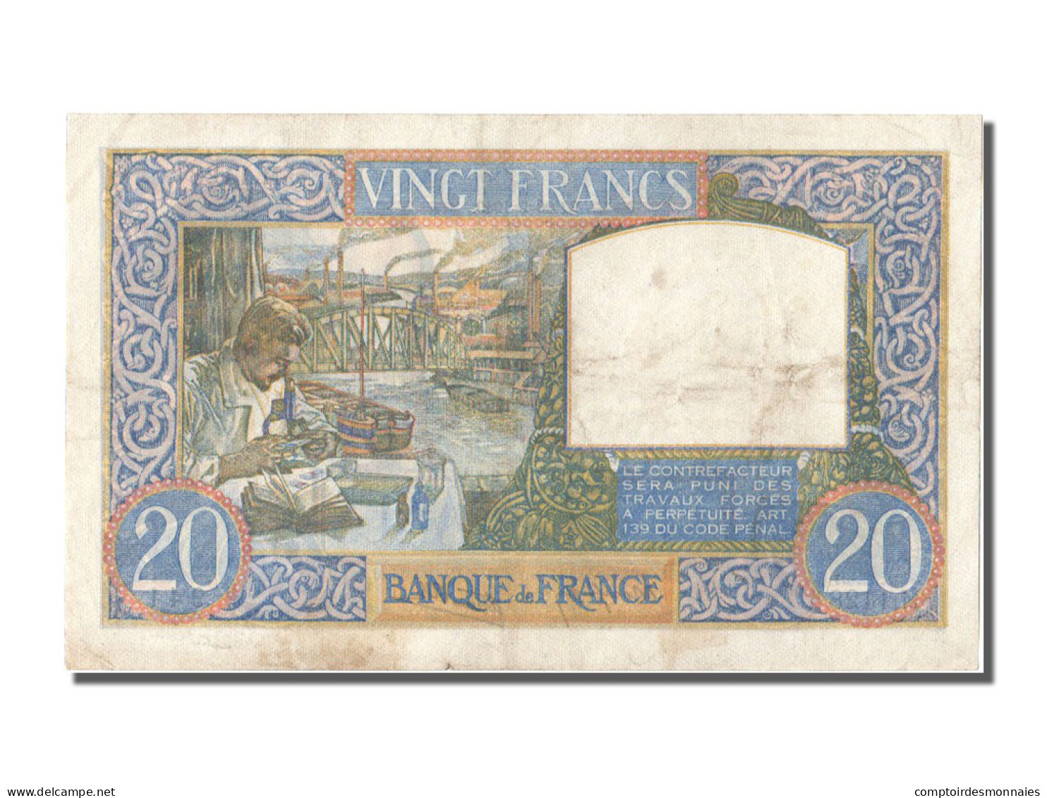 Billet, France, 20 Francs, 20 F 1939-1942 ''Science Et Travail'', 1940 - 20 F 1939-1942 ''Science Et Travail''