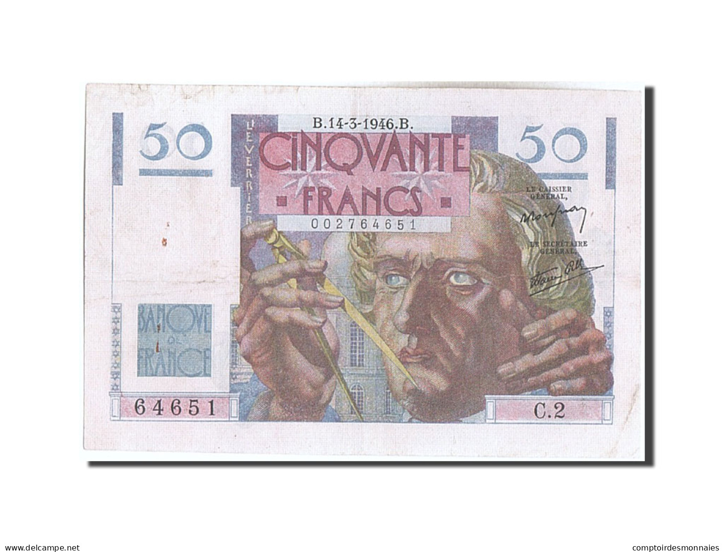 Billet, France, 50 Francs, 50 F 1946-1951 ''Le Verrier'', 1946, 1946-03-14, TTB - 50 F 1946-1951 ''Le Verrier''