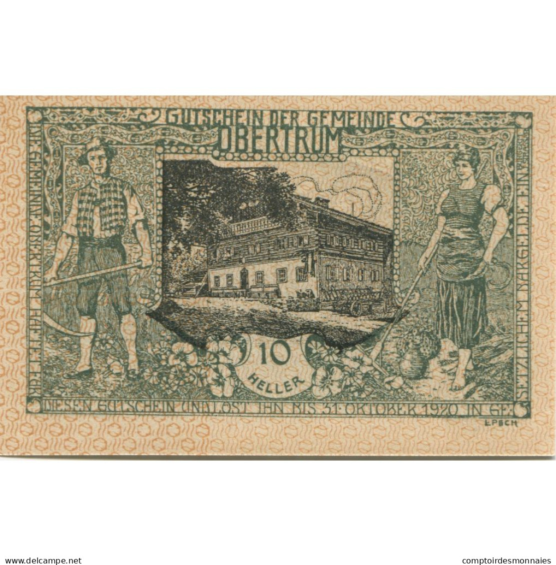 Billet, Autriche, Obertrum, 10 Heller, Chalet 1920-10-31, SPL, Mehl:FS 695b - Oesterreich